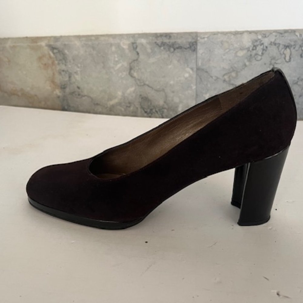 Stuart Weitzman Dark Brown Suede Block Heels - image 5